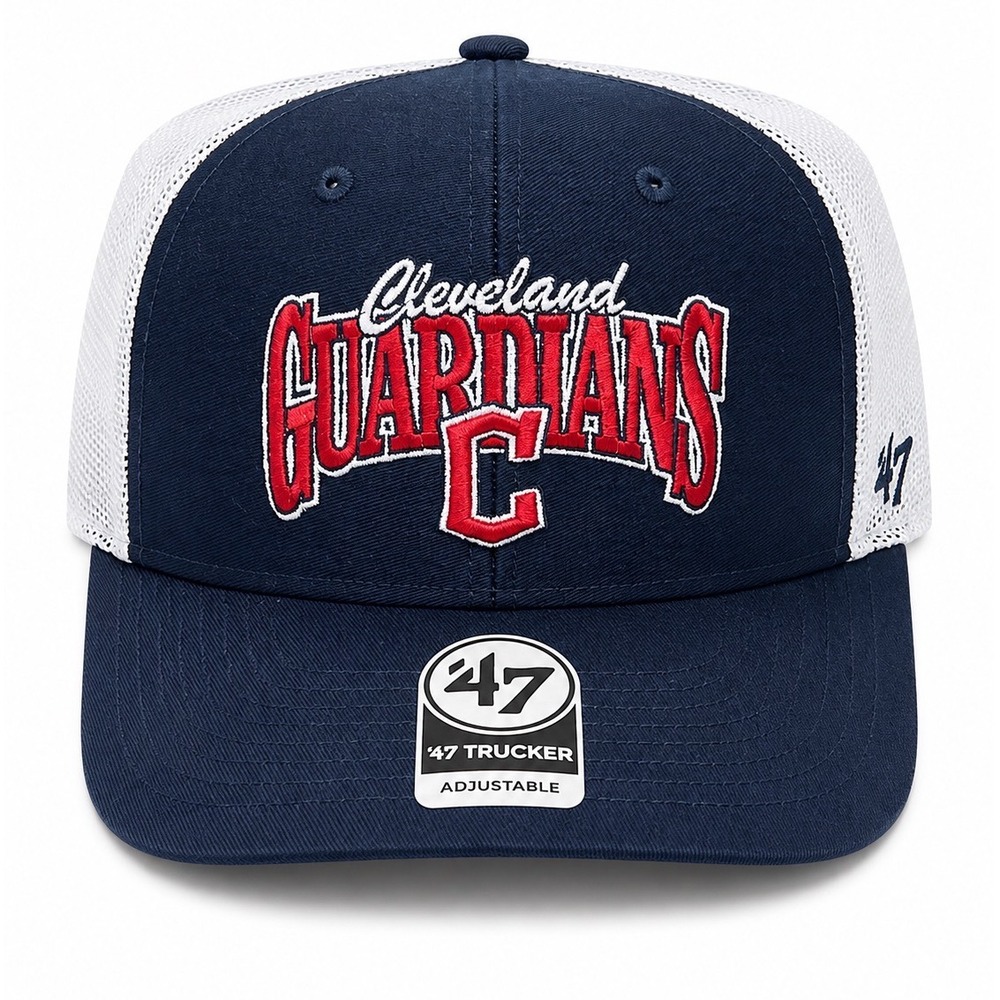 47 Brand Cleveland Guardians Keystone Trucker Hat Navy White MLB Snapback NEW